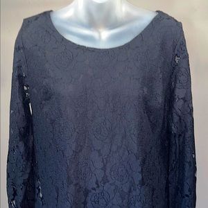 Studio Y Black Dress w/ Lace Overlay, Sz. Medium